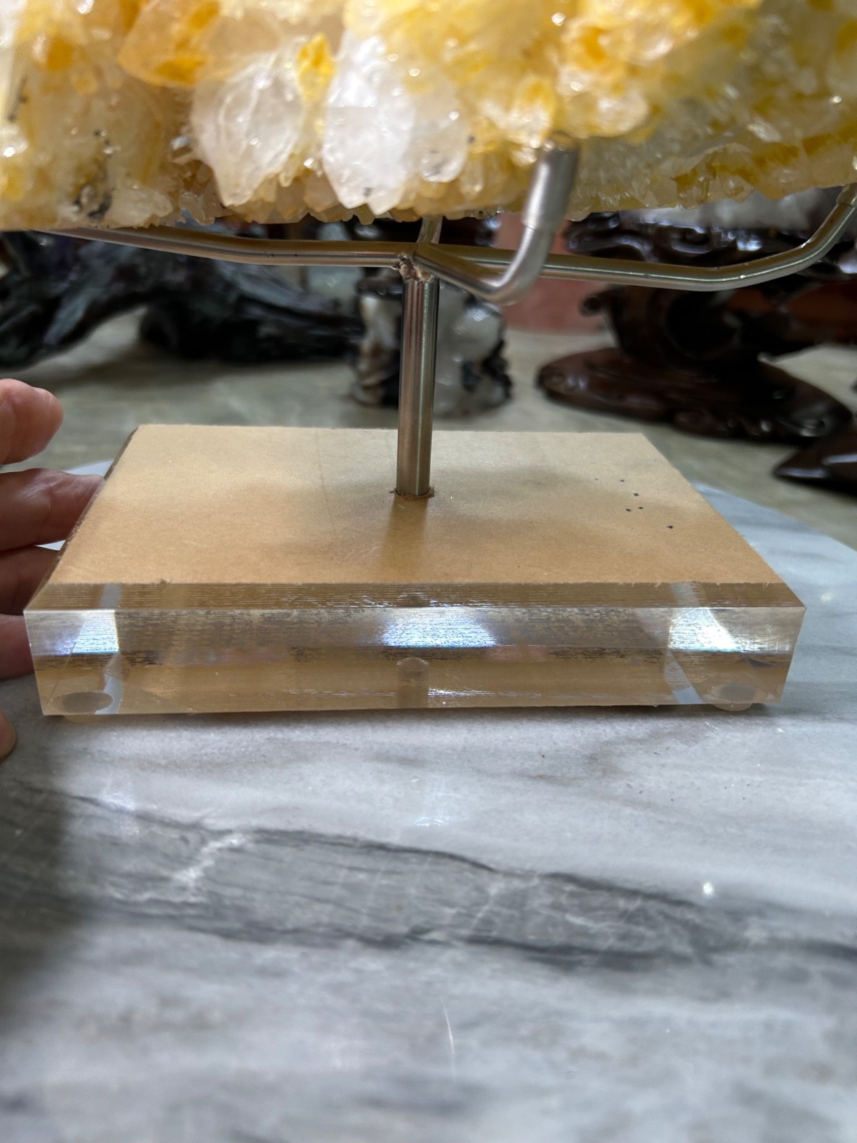 Mango Quartz Specimen Freeform on custom acrylic stand big