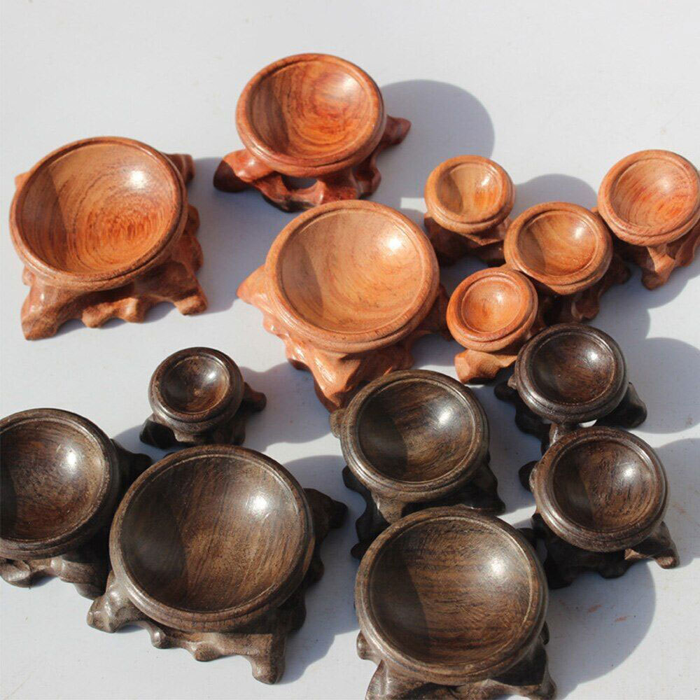 For Crystal Ball Sphere Globe Stone Holder Wooden Display Stand Base Decoration