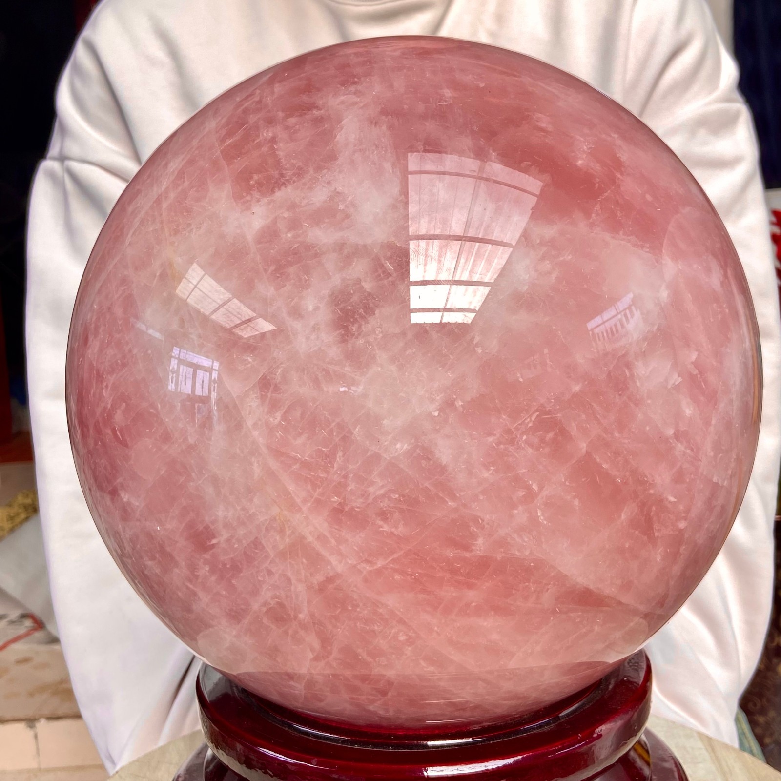 66.13LB Natural Crystal Pink Rose Chakra Quartz Sphere healing ball Specimen