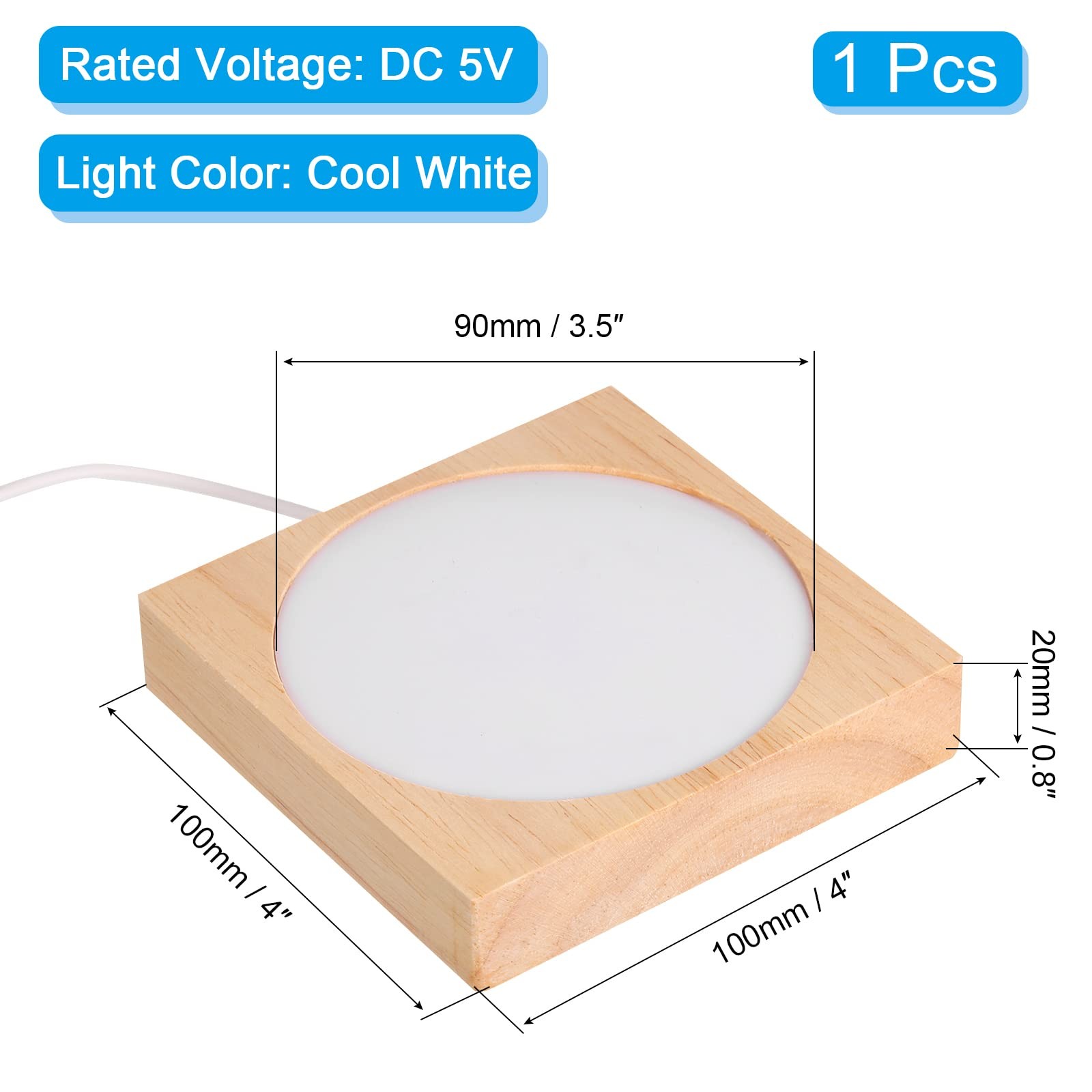 4 Inch Wooden Light Base, Wood Light Display Base Stand Lighting with Switch …