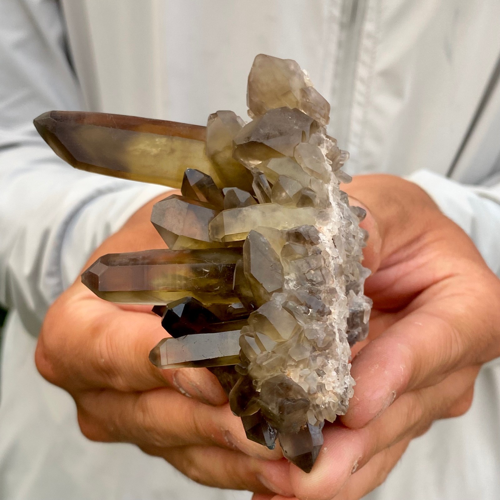166G Natural smoky black quartz cluster crystal mineral specimen healing