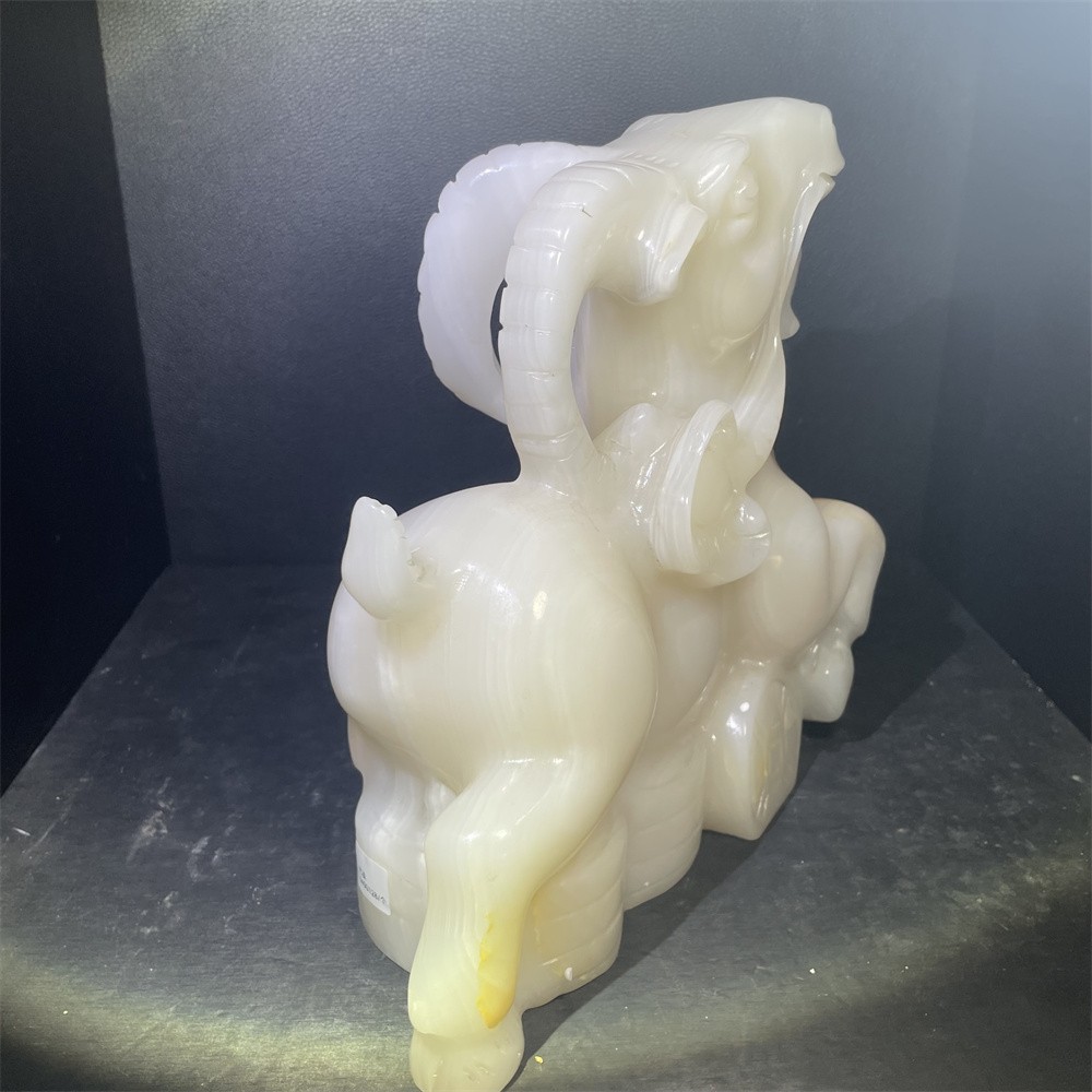 13.2LB 9″Natural A+Afghan Jade Sheep Statue Crystal Reiki Carving Noble Decor