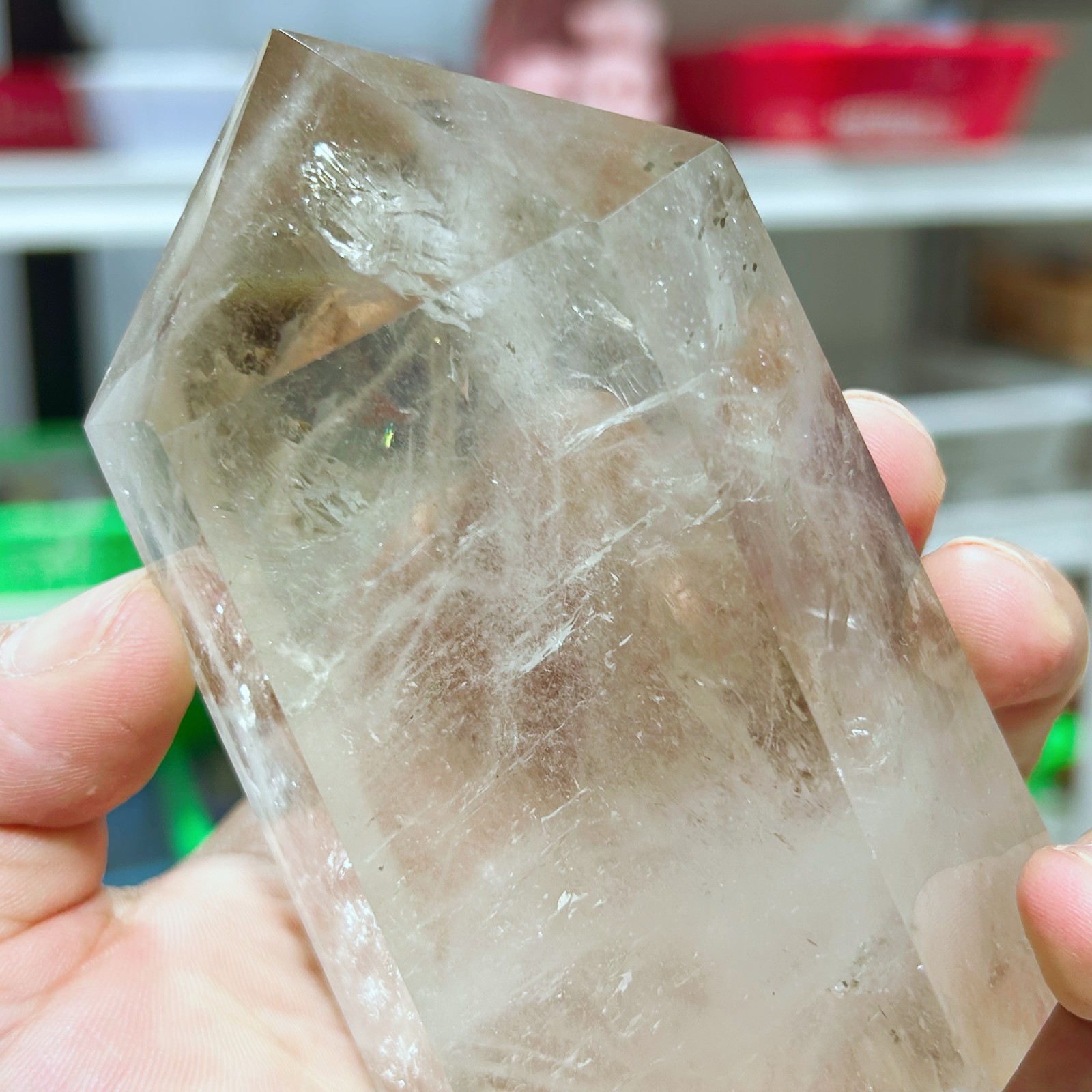 1.17LB Natural Smoky Quartz Obelisk Crystal Double Point Healing G7726