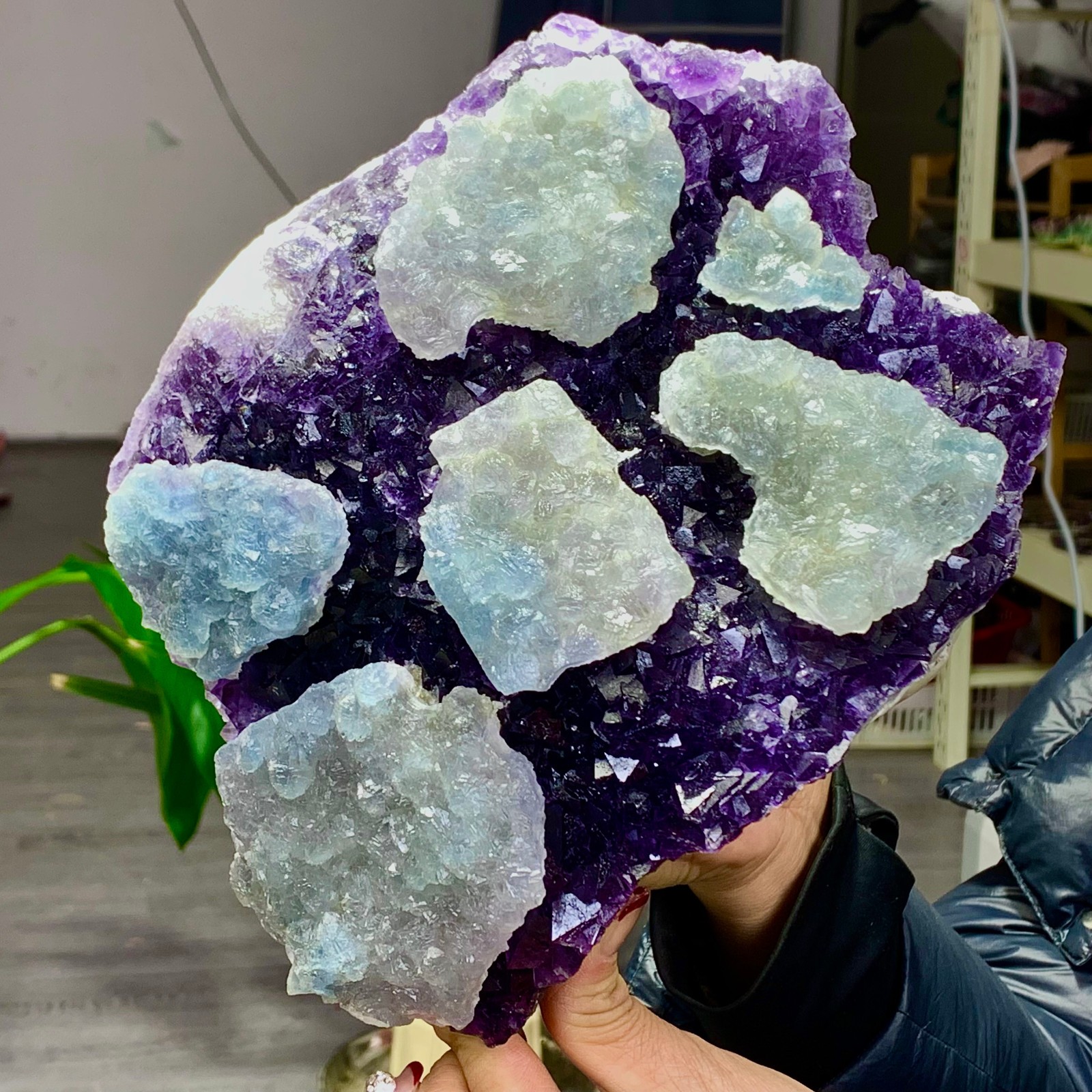 8.6LB Rare Purple Green blue cubic fluorite mineral crystal sample/Zhejiang