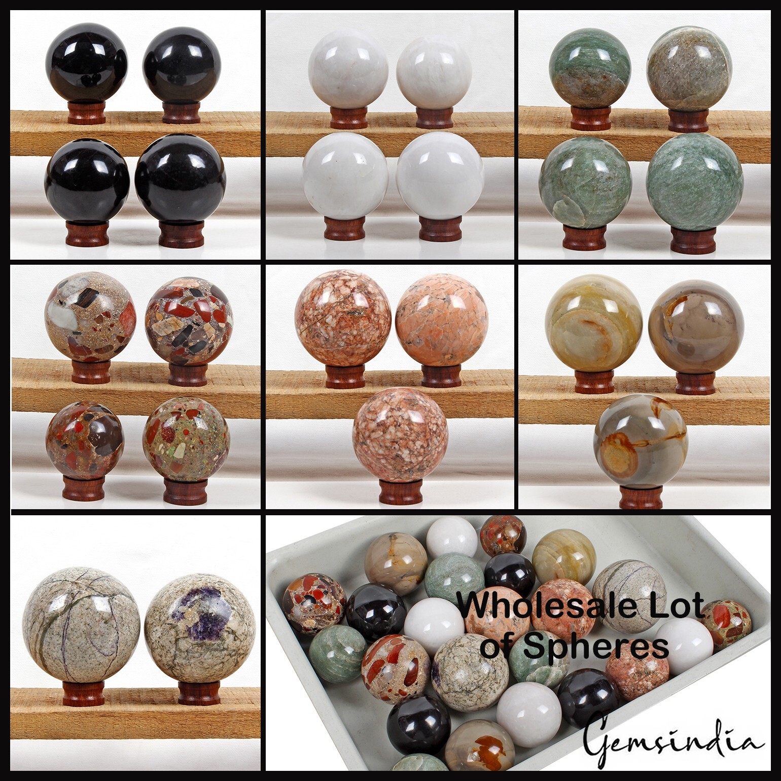 7 Kilo Natural Multi Gemstones Crystal Healing Ball /Sphere Wholesale Lot~ 24 Pc