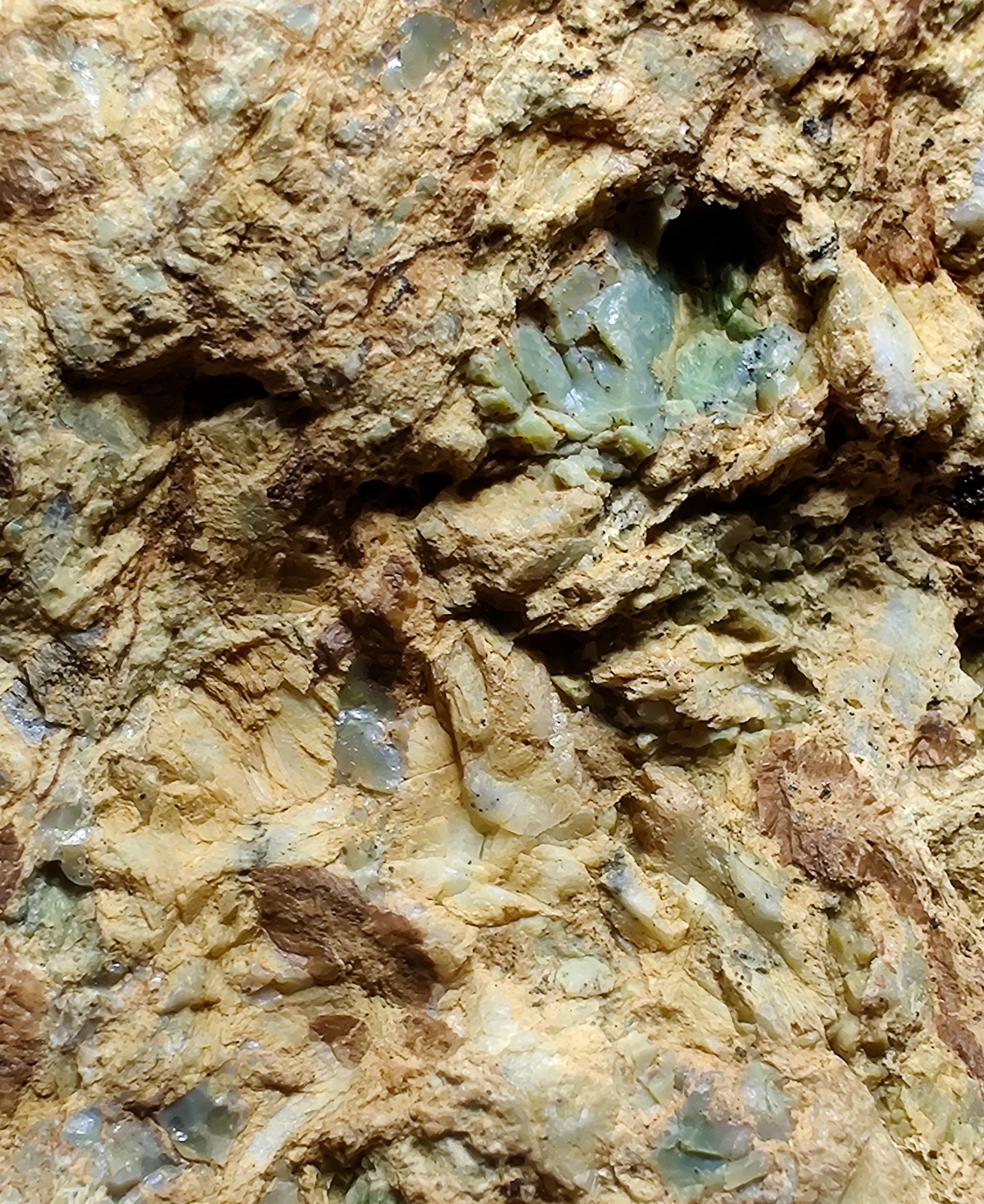 Opal on Sepentine with Magnetite, UV. San Benito, California. 213 grams.