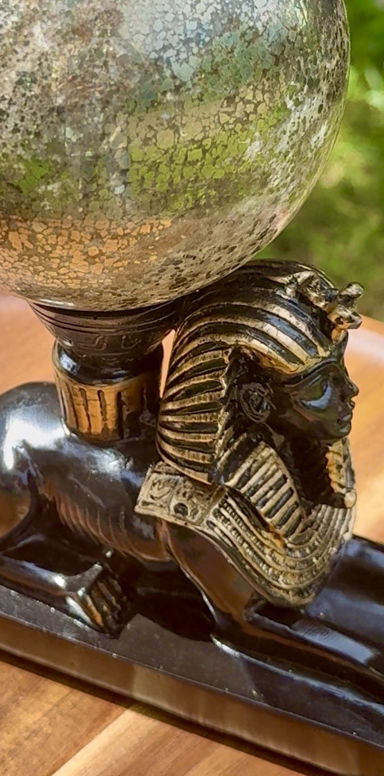 3 Lb. 14oz. Pyrite And Quartz Sphere (97mm) On Egyptian Stand