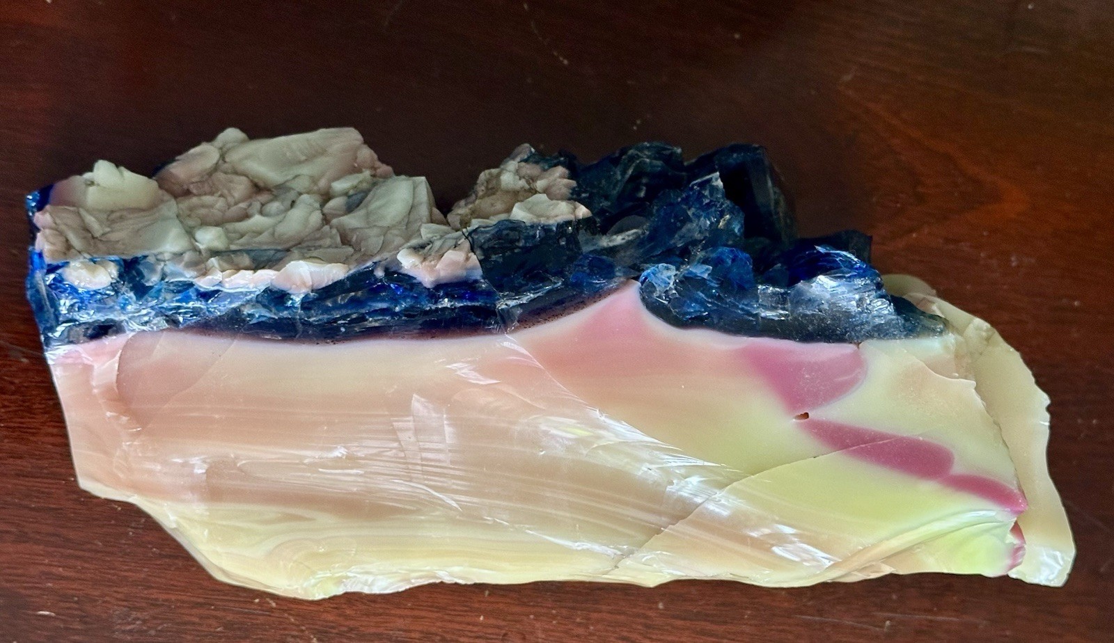 Stunning Uranium Slag Glass Cullet Mixed Blue Yellow Orange HOUZER Rock Overpour