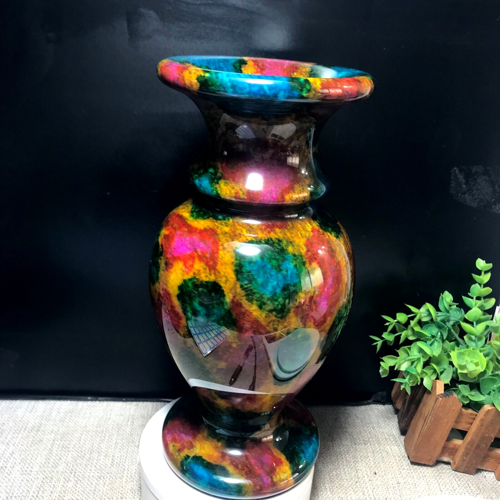 1PCS 3.2kg “Seven Colors Jade” Crystal Quartz Vase Specimen Collection