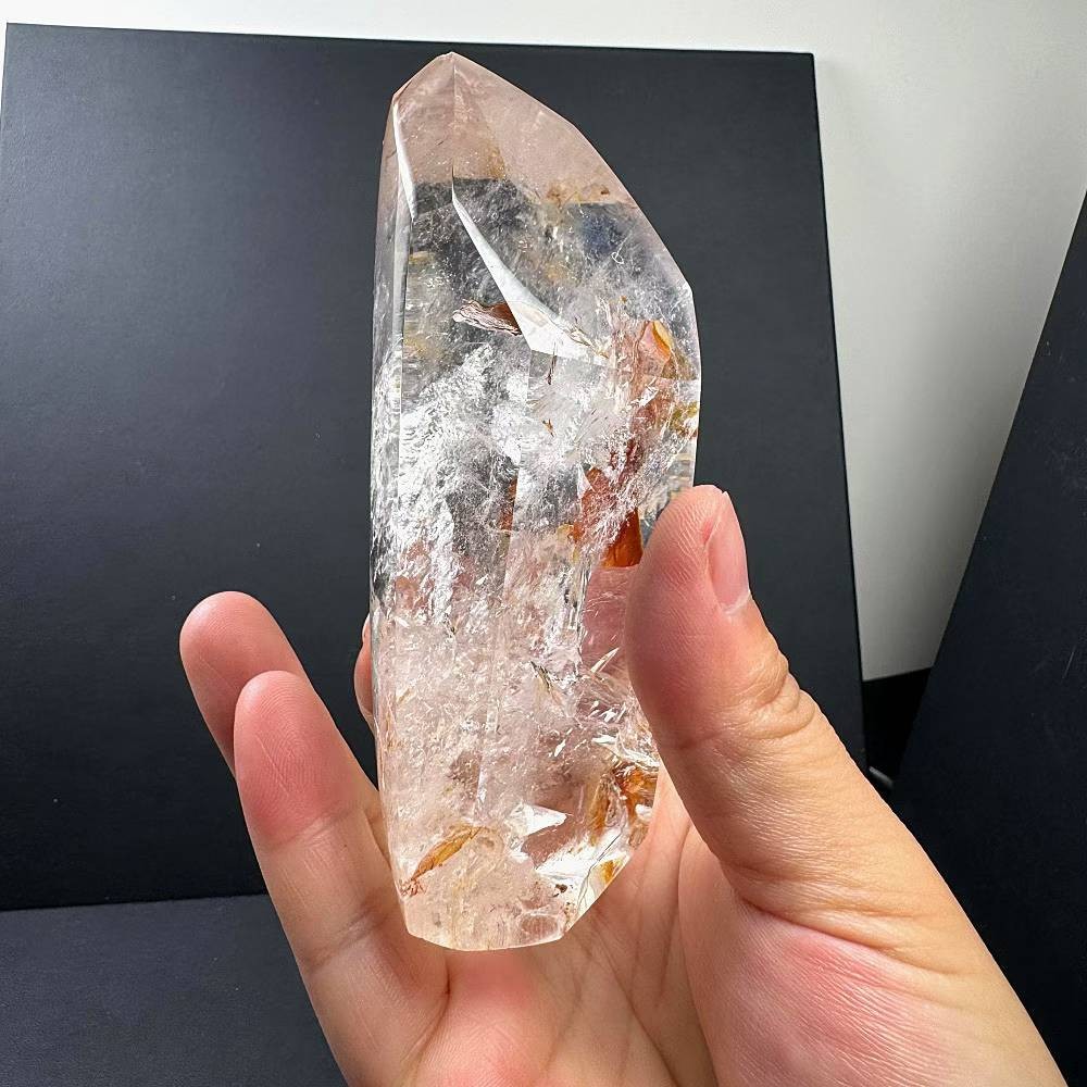 538g Natural Red gum flower Quartz Mineral Specimen Energy Cystal Reiki Decor