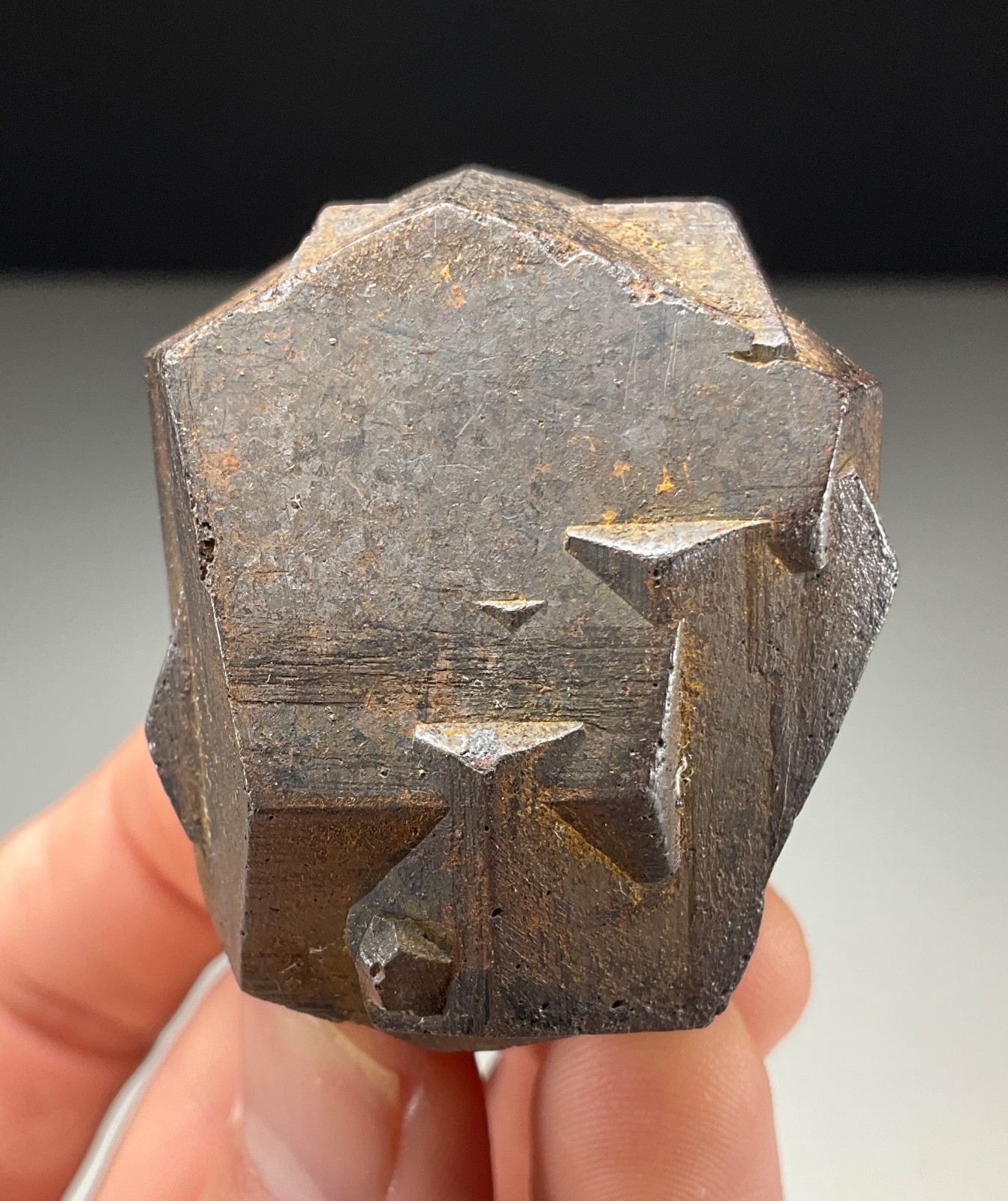 STUNNING GOETHITE OVER “IRON CROSS” TWINNED PYRITE FROM GACHALA, COLOMBIA