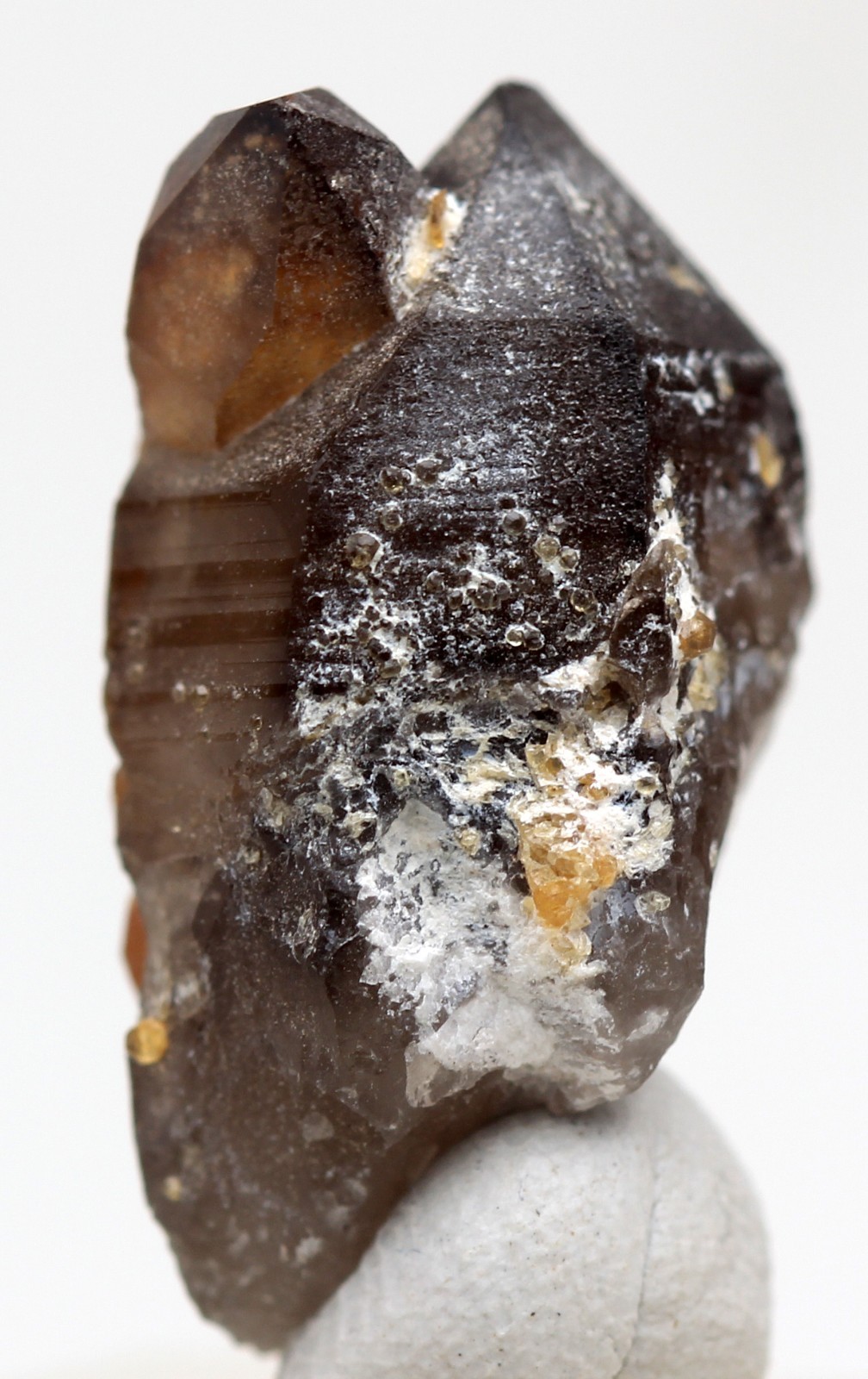 SPESSARTINE GARNET ON SMOKY QUARTZ Specimen Crystal Cluster Mineral CHINA