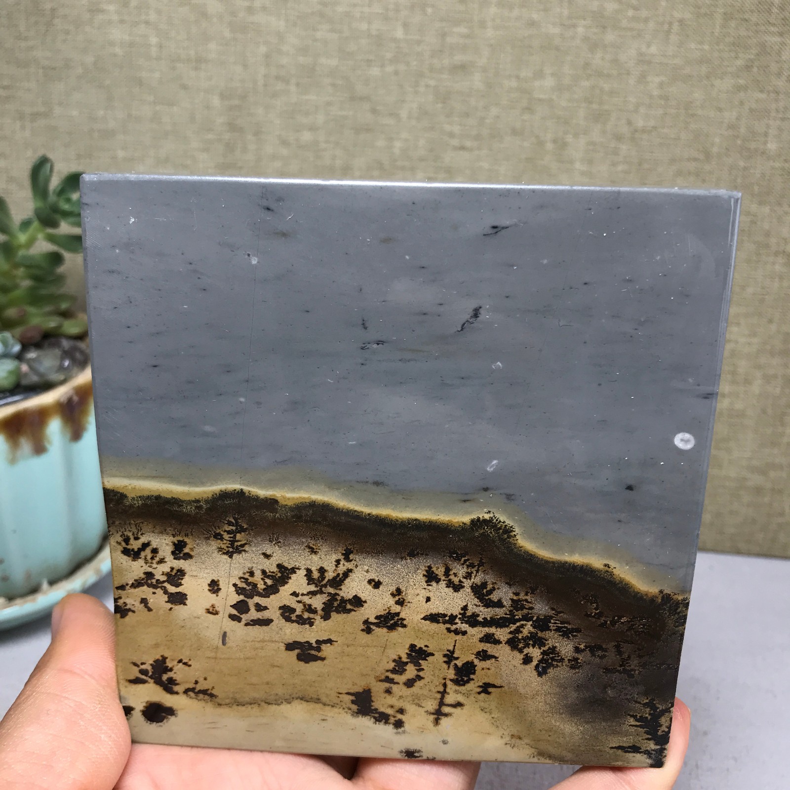 Natural Chinese painting stone crystal ornaments for home decoration 202g A5361