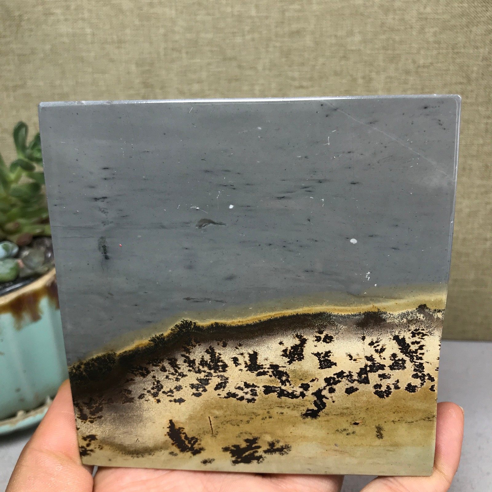 Natural Chinese painting stone crystal ornaments for home decoration 202g A5361
