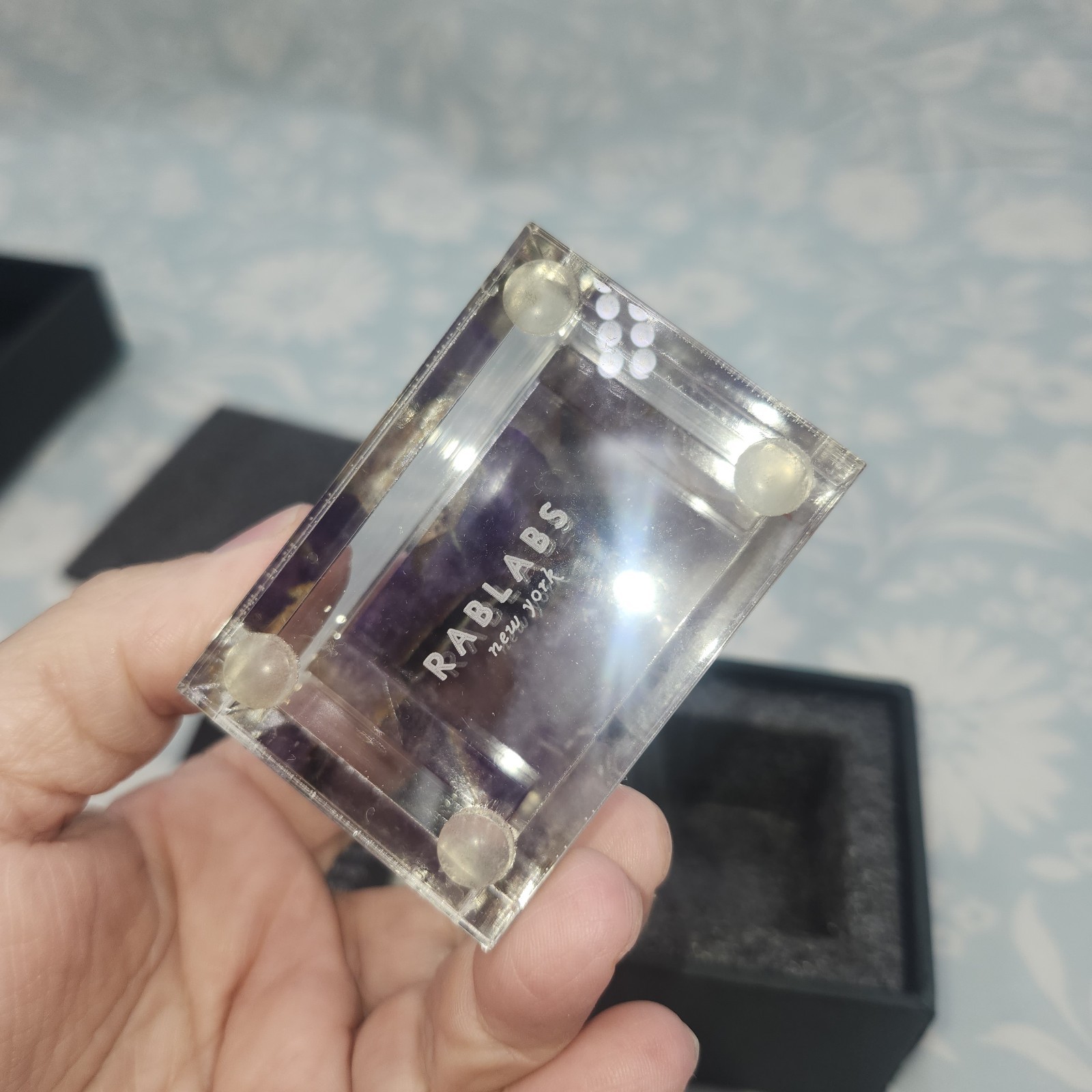 NEW RABLABS RARE Adorado LUCITE BOX Moss Agate purple trinket