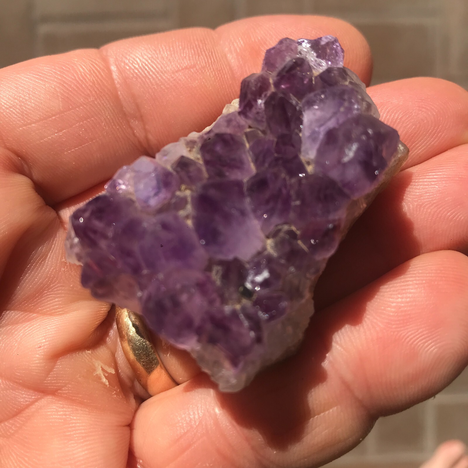 Natural Purple Amethyst Crystal Palm Stone Cluster Geode 2.5 oz 1 7/8 x 1 1/2 in