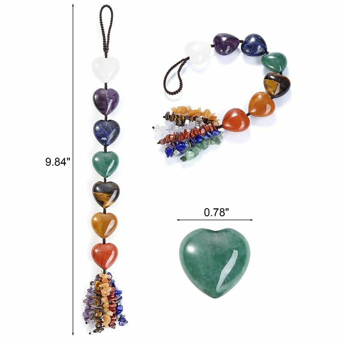 Natural 7 Chakra Hanging Decoration Reiki Irregular Healing Crystal Tassel Gift