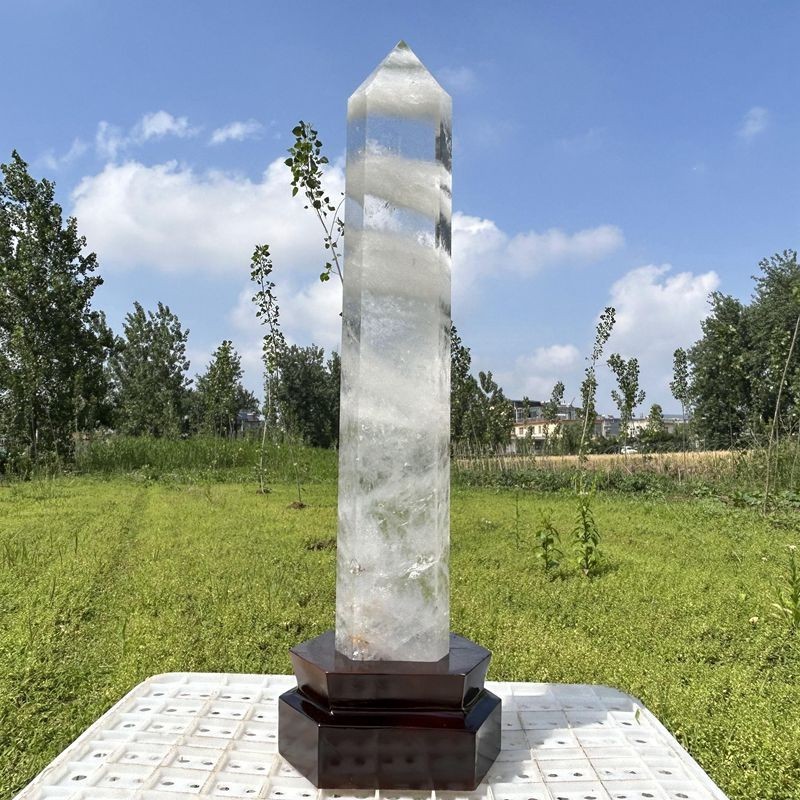 16.19LB Top Natural Clear Quartz Obelisk Crystal Tower Wand Point Reiki healing