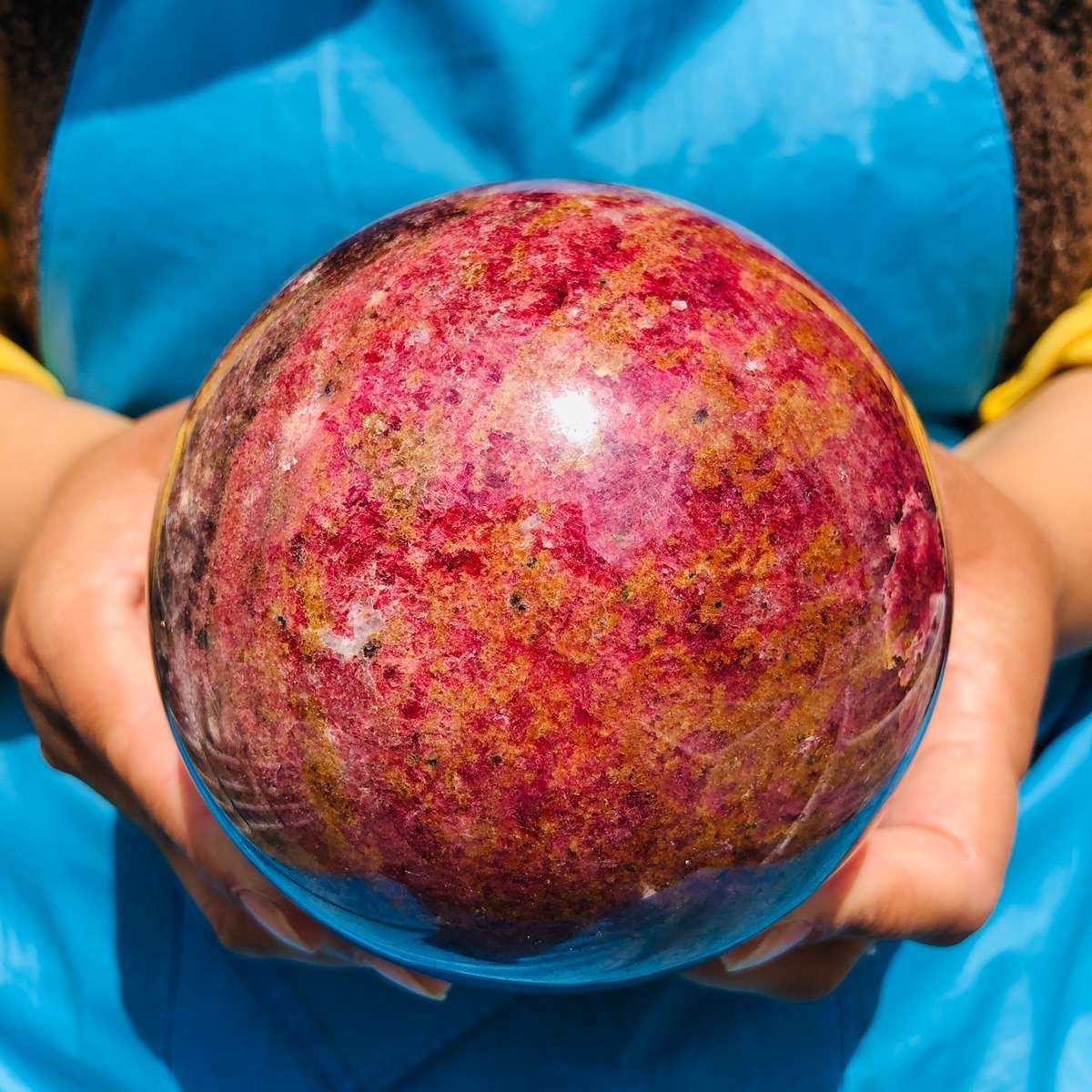 5.65 LB Natural Rhodonite Crystal Sphere Pink Black Healing Gem Stone 4781