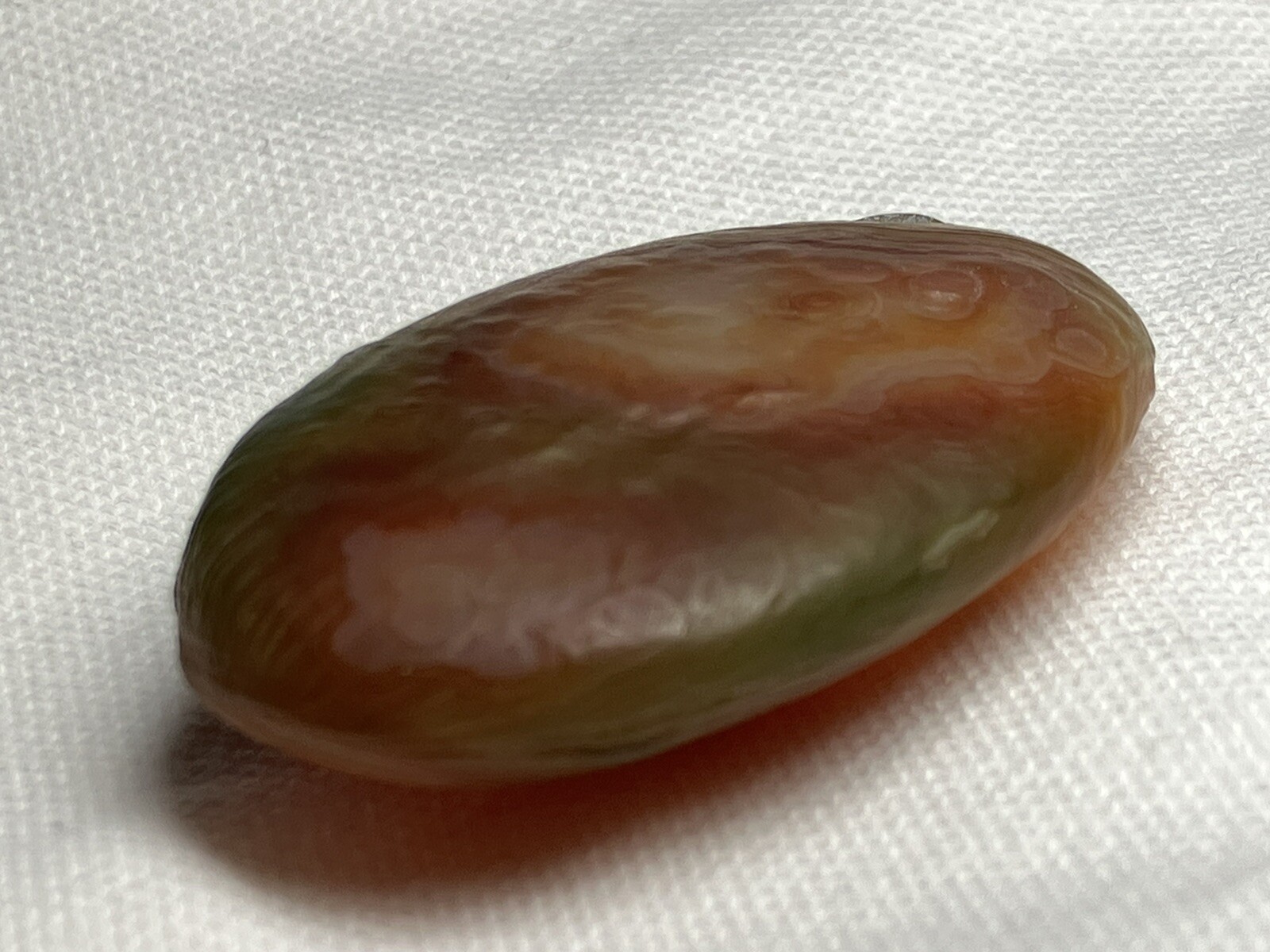 RARE Gobi Eye Agate Bonsai Suiseki Green Orange Flat Palm Stone 21g Raw Natural