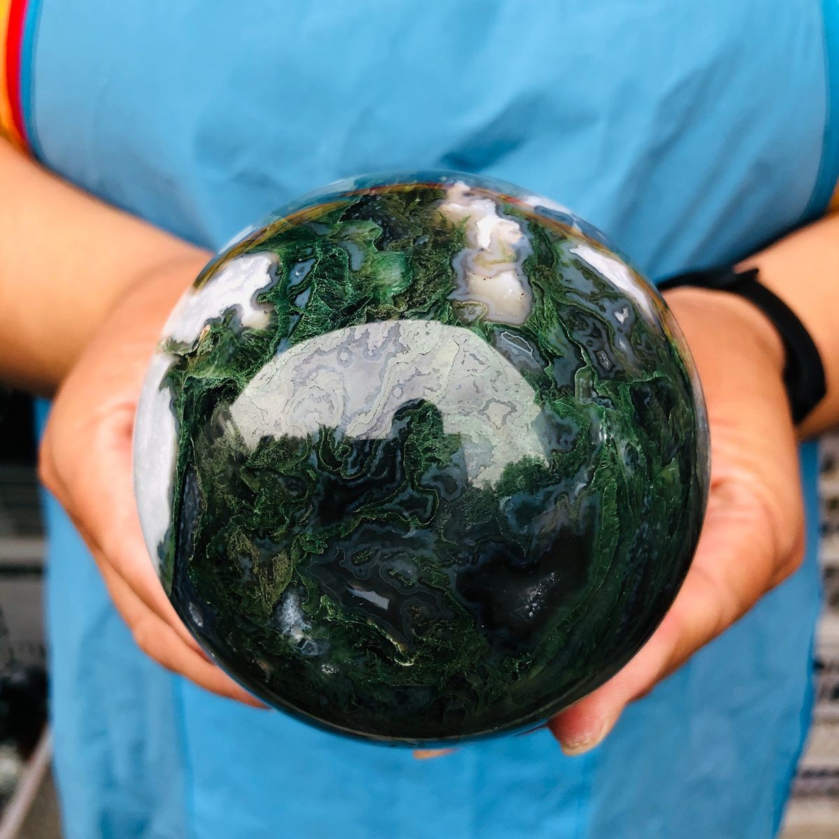 3pcs 5.83LB Natural Water Grass Agate Ball Quartz Crystal Ball Healing 2110
