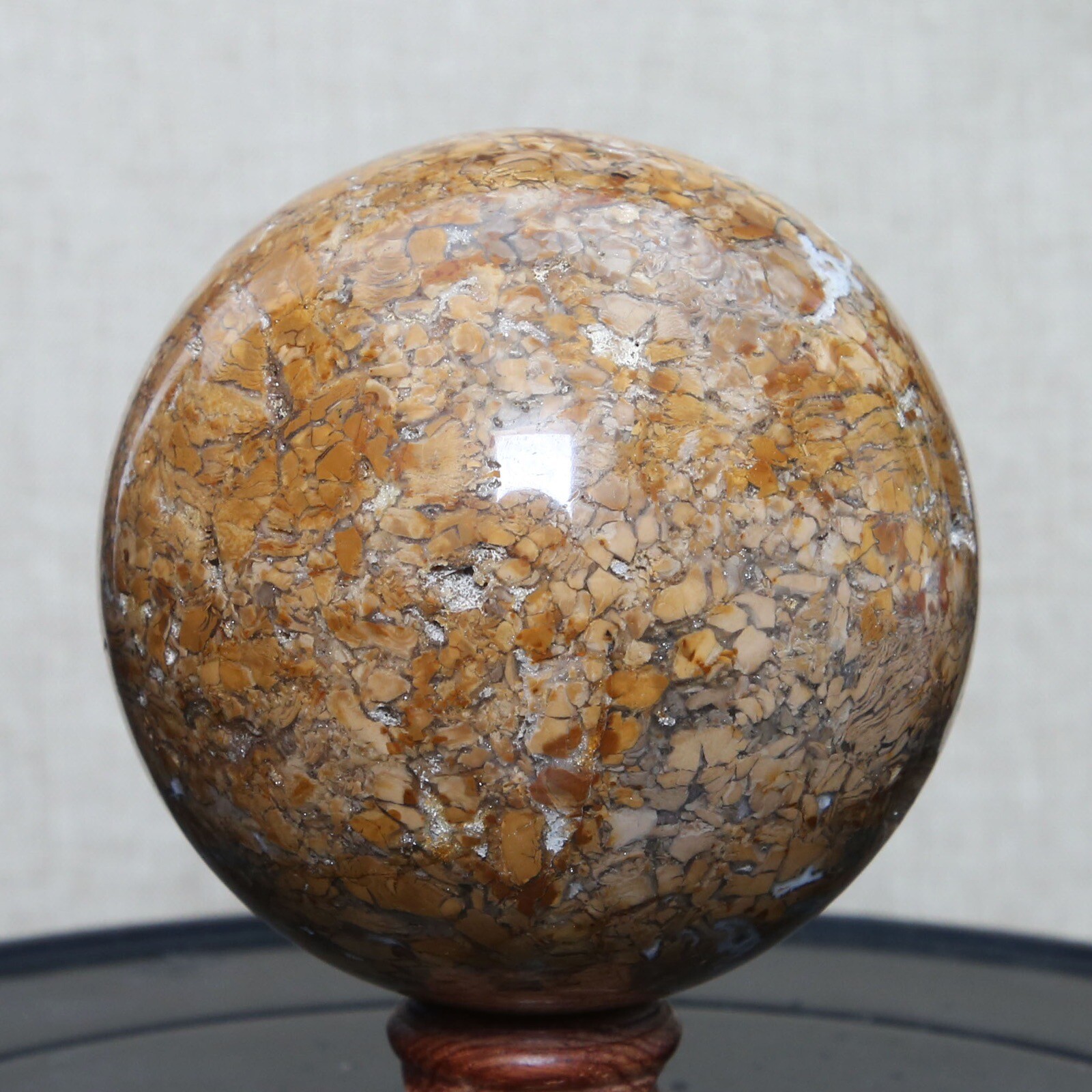 B8702-85mm-817g Amazing Natural Ocean Ibis Jasper Orbicular Sphere Reiki Crystal