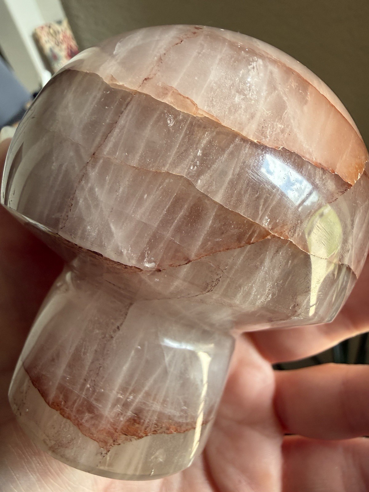 LARGE Fire Quartz Mushroom Red Hematoid Crystal Carving 1lb 8oz 3 1/2in Tall