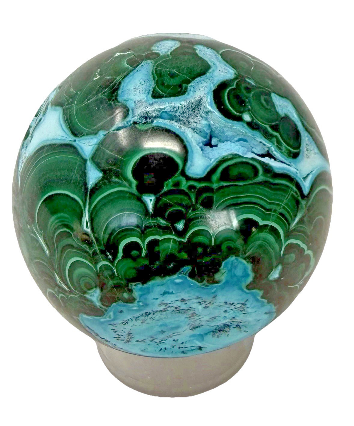 Malachite & Christocola Crystal Sphere Druzies & Beautiful Banding & Patterns
