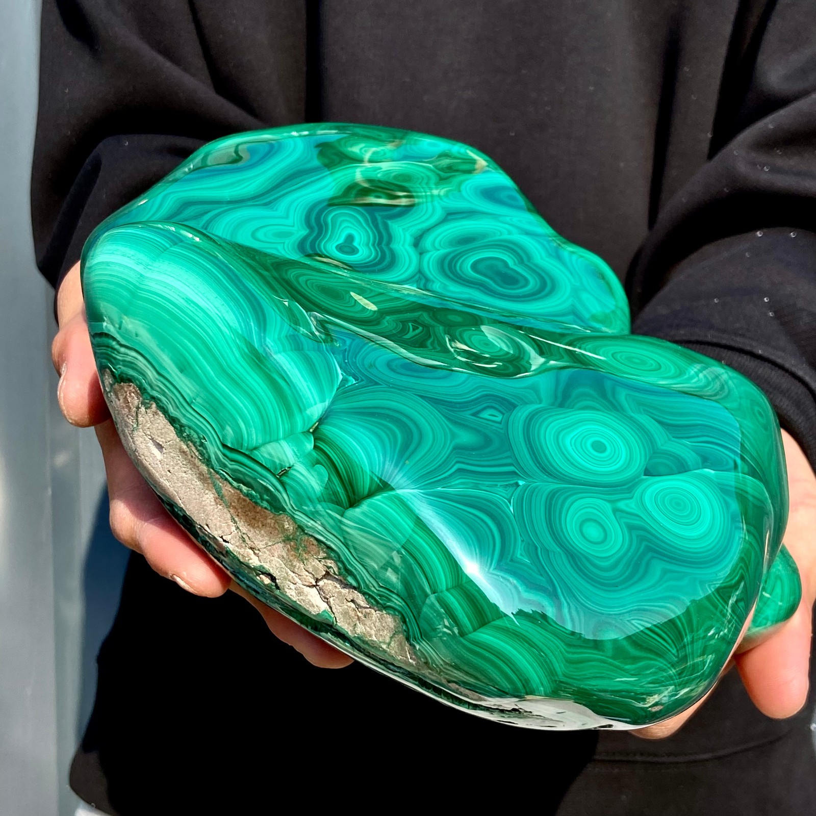 11.4LB Large Natural glossy malachite transparent cluster rough mineral sample
