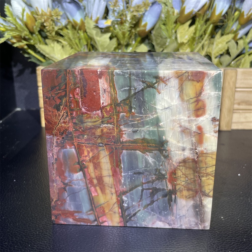 6.9LB 4.1″ A++Natural Creek Jasper Cube Square Crystal Quartz Energy Decor