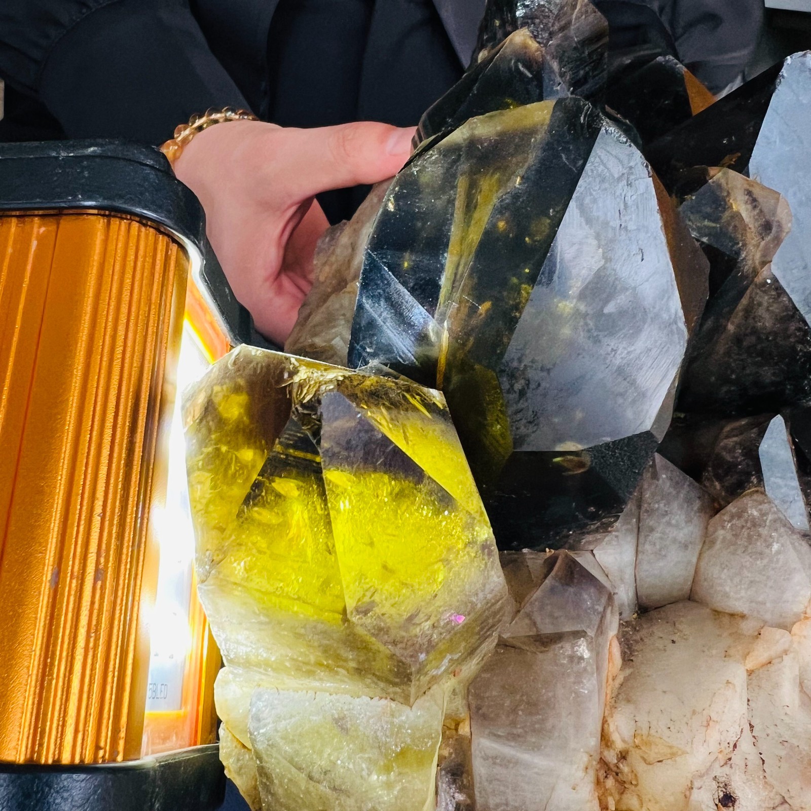 14.3LB natural Crystal black yellow clusters Aura Quartz Crystal Healing