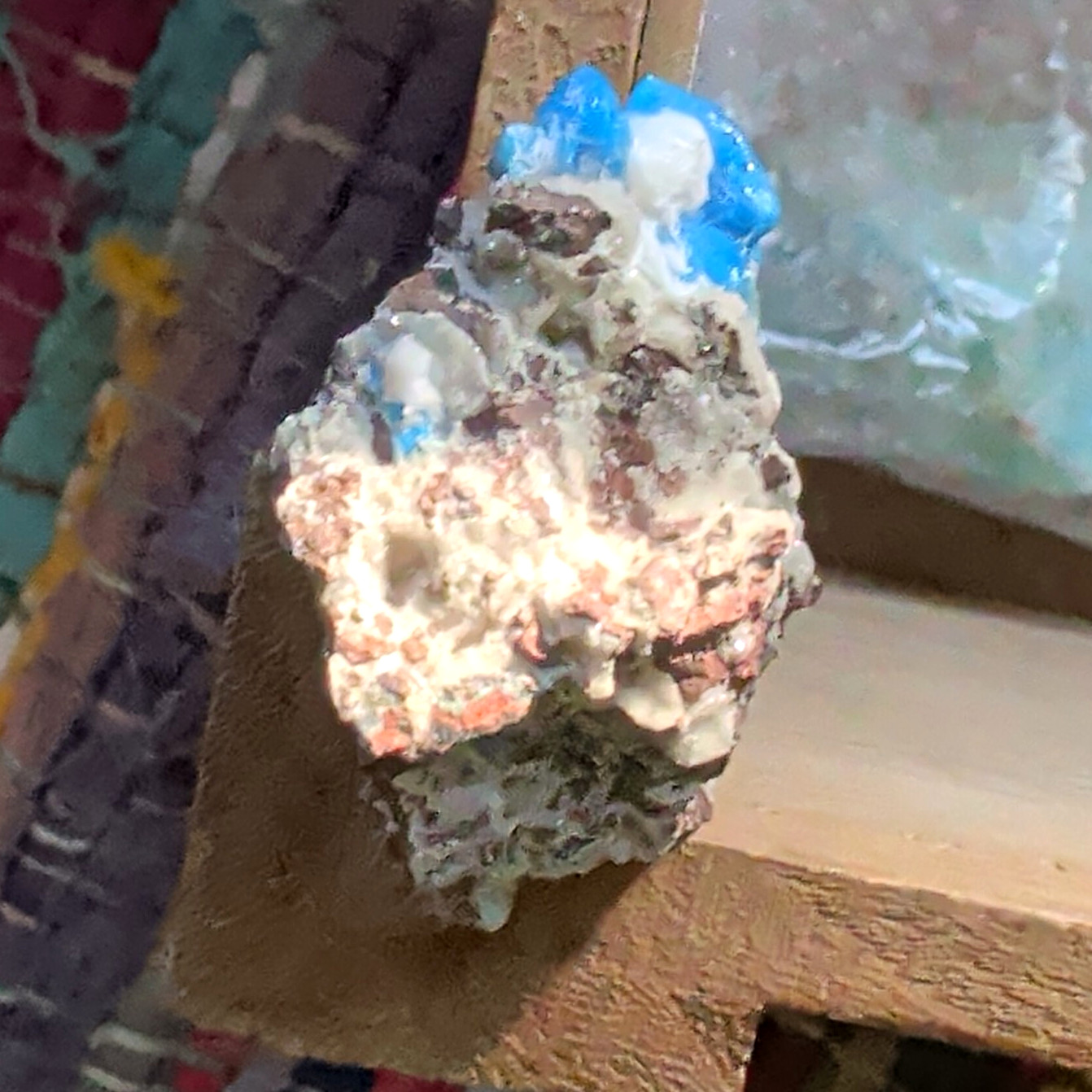 Canvasnite Blue/White Crystal Mineral Specimen Matrix Display Piece 1.5 Inches