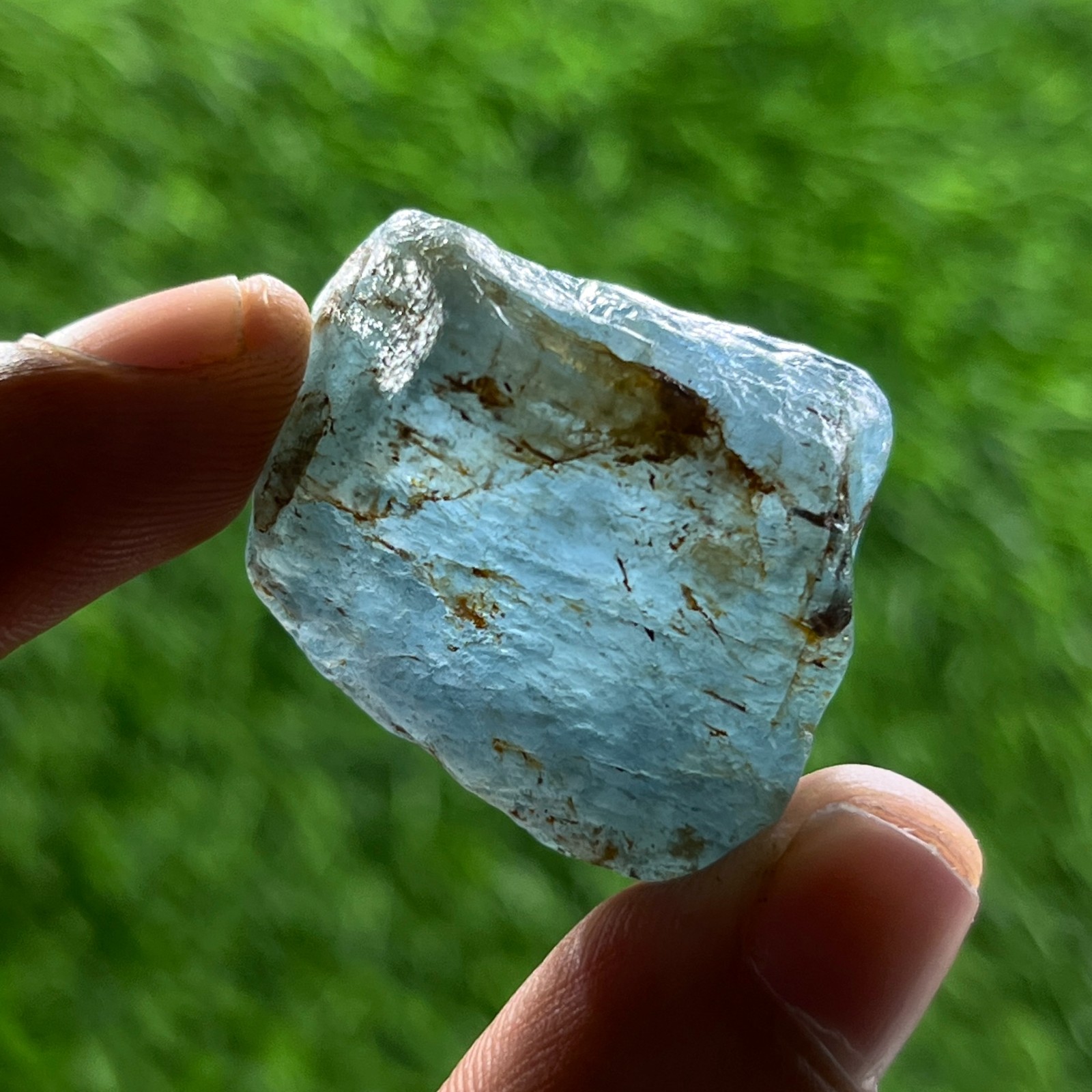 Rare Deep Blue Aquamarine Rough Nugget 111 Ct 28×25 mm, South Africa, Unheated
