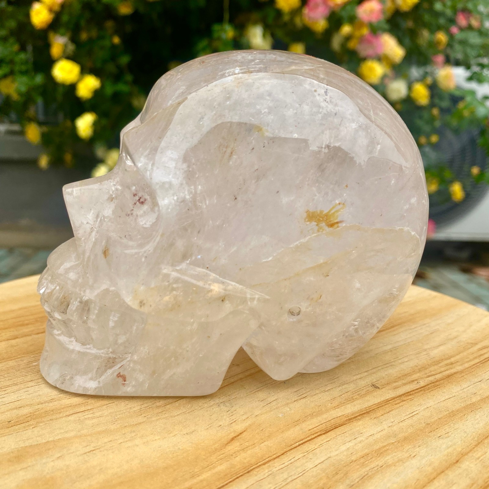 3.08LB TOP! White melting quartz hand carved crystal skull gem reiki healing