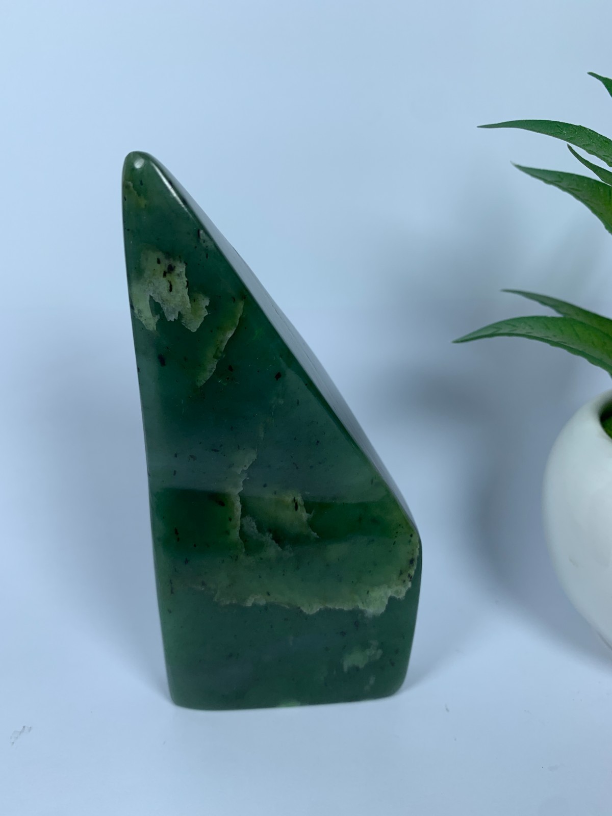 497gram Nephrite Jade Polished Green Genuine Freeform Rough Crystal, Afghanistan