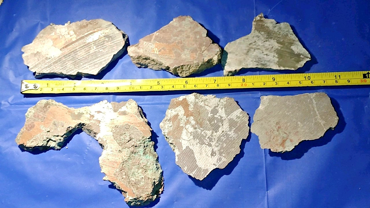 6 Small Slabs Rough Cut Native Copper Nugget Keweenaw Michigan 1.5 lb. in Matrix