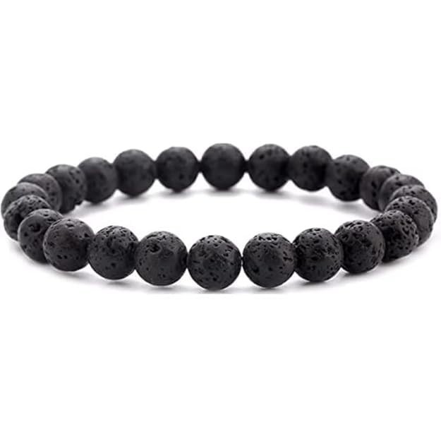 Lava 8mm Natural Beads Bracelet For Men Women pack of 2