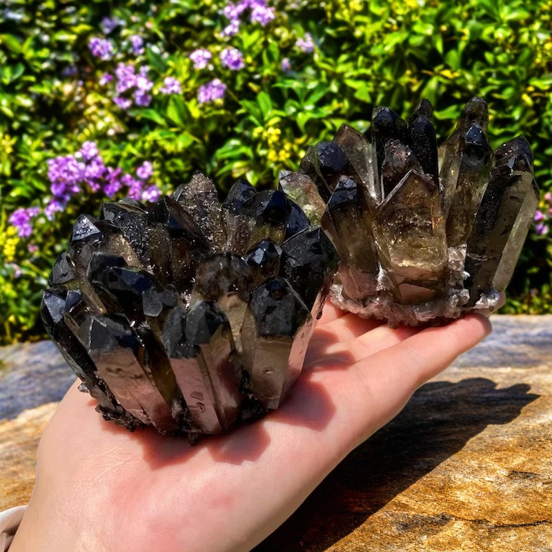 2025New Find Large Smoky Quartz Crystal Cluster Healing Crystal Decor 350-400G