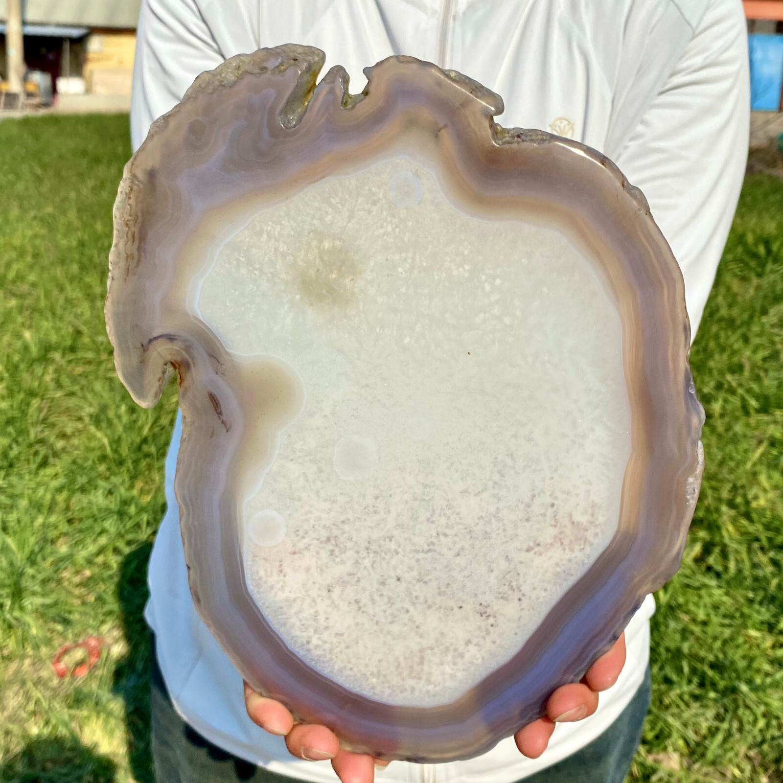 2.93LB Natural Agate Slice Quartz Crystal Hand-cut Slab Ore Specimen Healing
