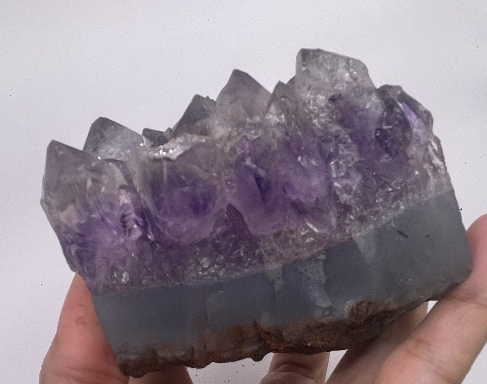 Purple Amethyst Crystal Cluster Mineral Specimen on Matrix Display Piece