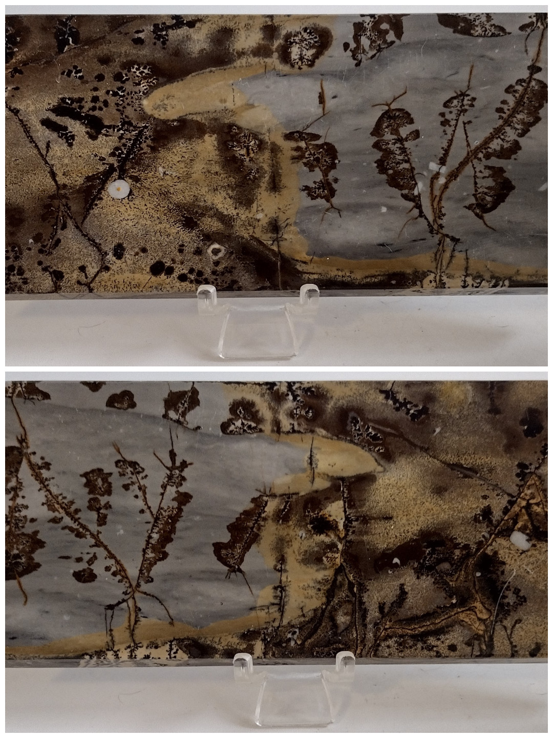 Picture Jasper Slab w/ Stand Scenic Landscape Polished Stone Display Decor
