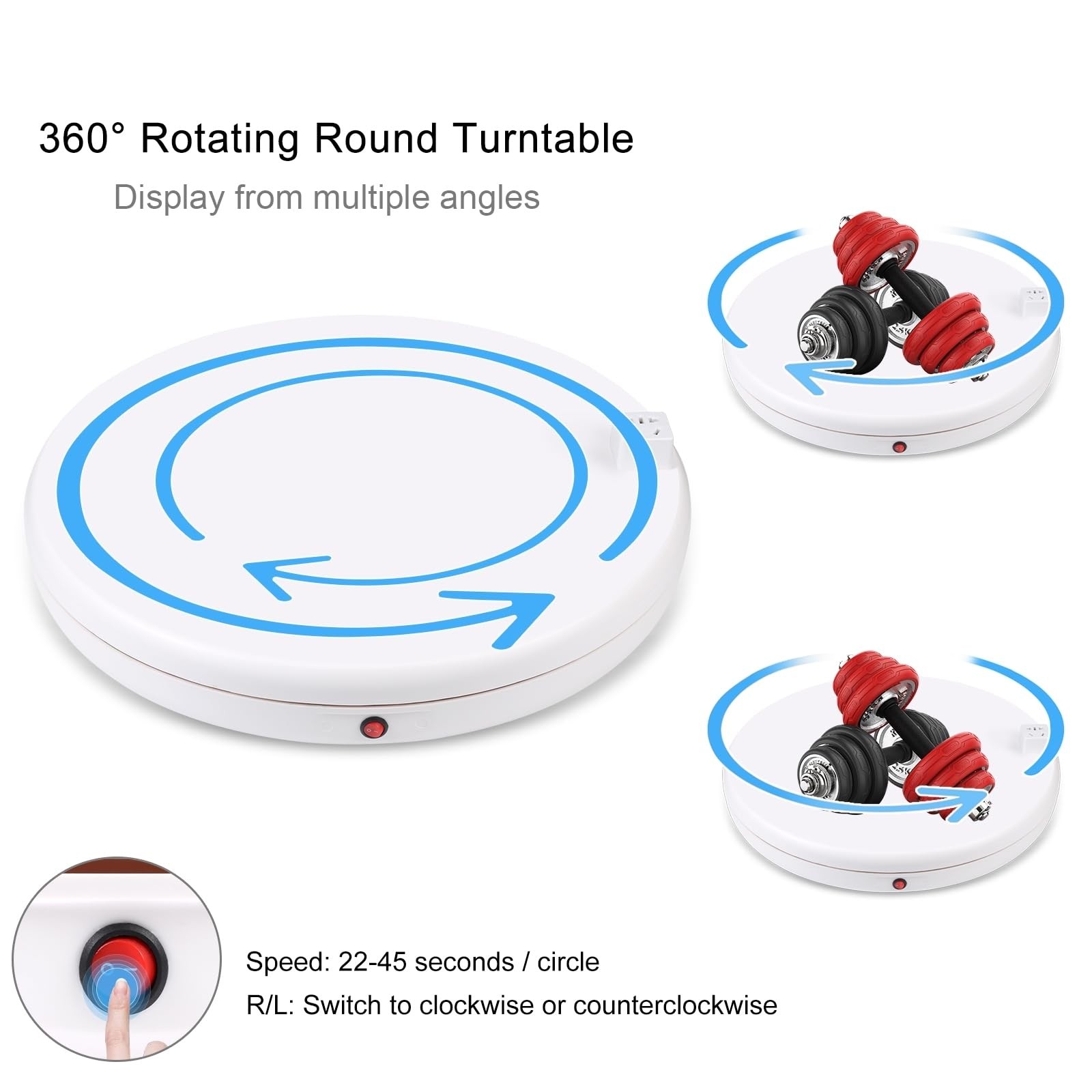 JORIXXY 45cm/18Inch Electric Motorized Rotating Turntable Display Stand