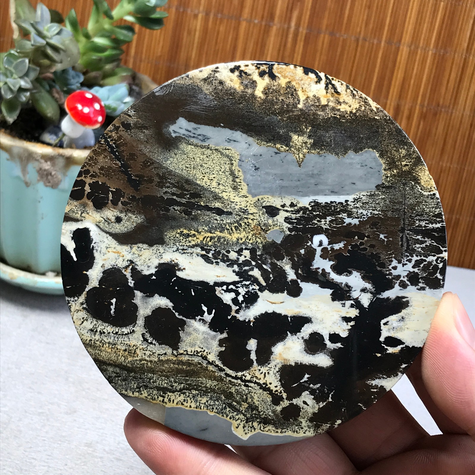 99mm Natural Chinese painting stone crystal ornaments for home decoration A6401