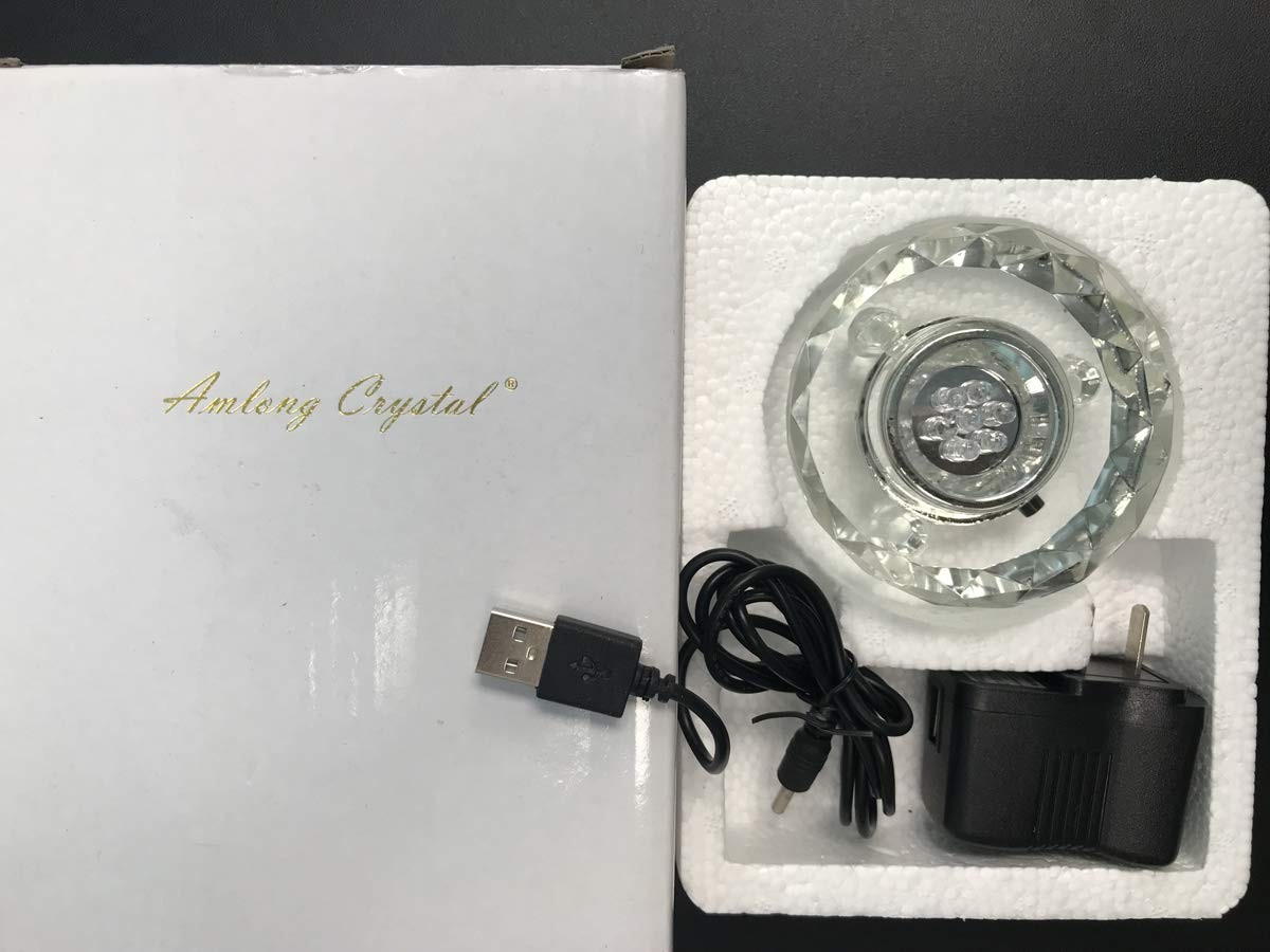 Round Crystal Display Stand 3″ x 3″ x 2″ – 4 Color LED Light Base