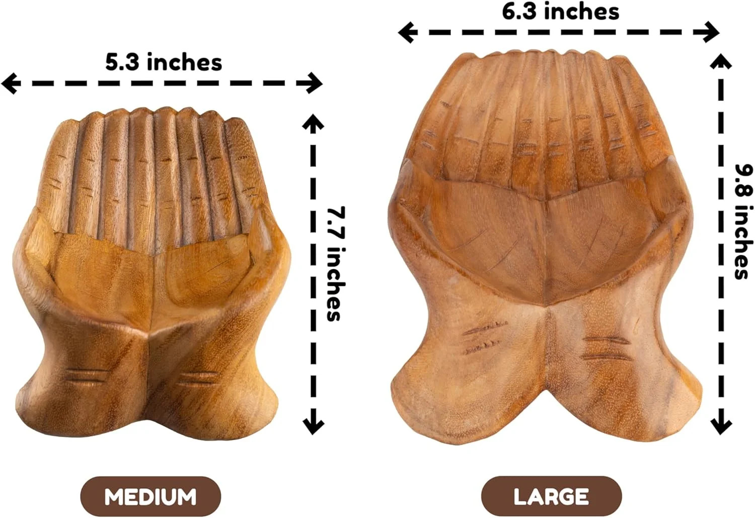Wooden Hands Offering Bowl Crystal Holder Display Storage Tray Rock Display Case
