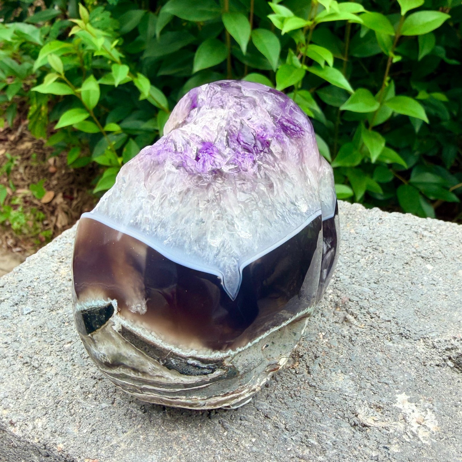 1.84LB Amethyst agate crystal cave skull, Rare hand carved skull specimen