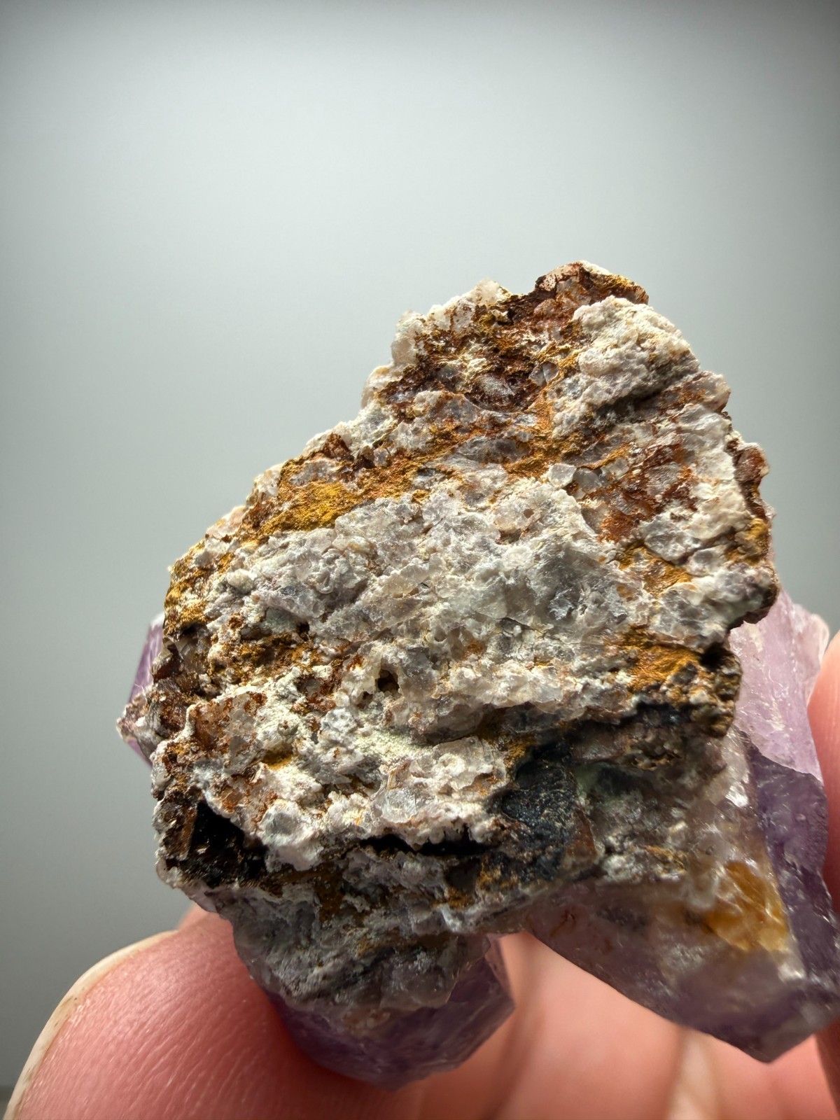 Amethyst Cluster with snowy white Quartz tips! Orange River, South Africa- NICE!