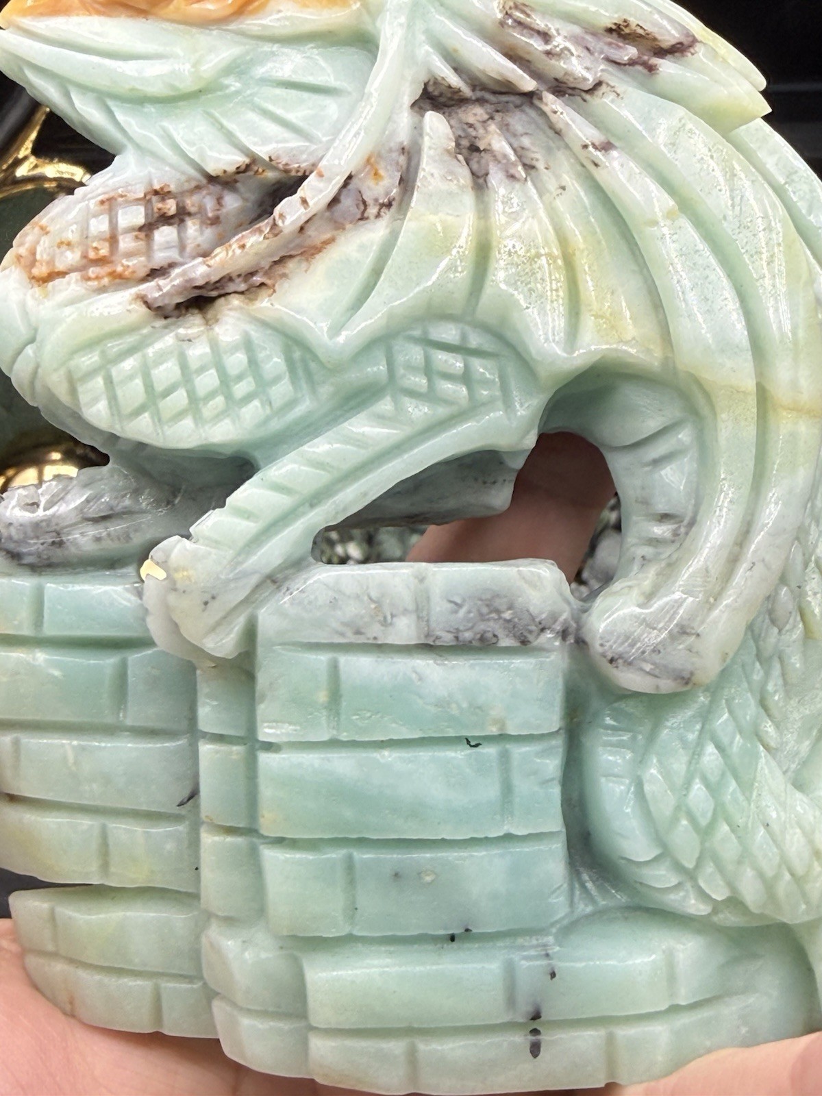 Natural Sky Blue Quartz dragon Carving Just gorgeous! 1.2lbs+ Free shipping