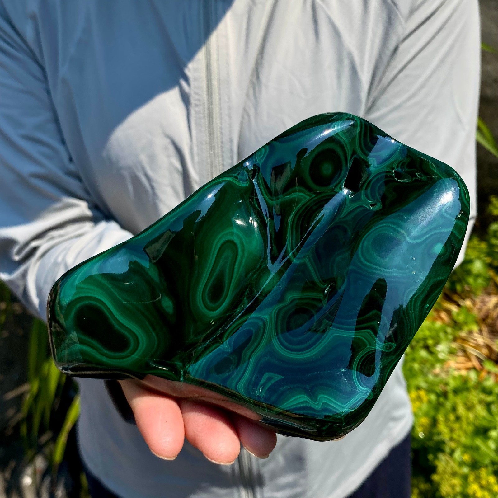 1.43LB Natural glossy Malachite transparent cluster rough mineral sample