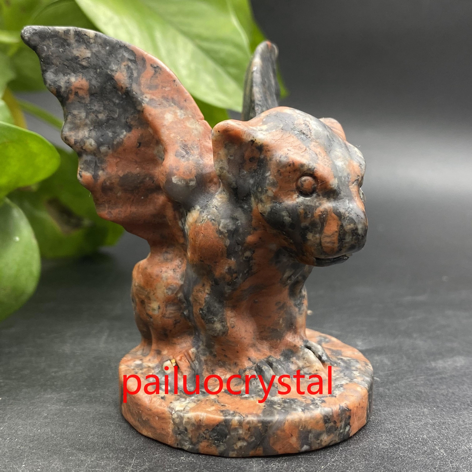 200g+ 1pc Natural Red Spectrolite Gargoyle Quartz Crystal Skull Figurines 3″